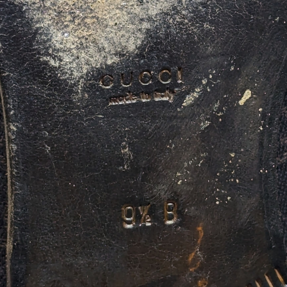 Gucci Black/Brown GG Monogram Web Denim & Leather Vintage Loafer Size 9.5 - Picture 14 of 15